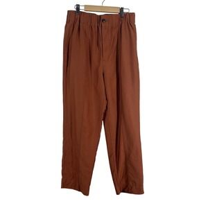 Madewell Women's Pants Rust Orange Lyocell Elastic Pleated High Rise Size S